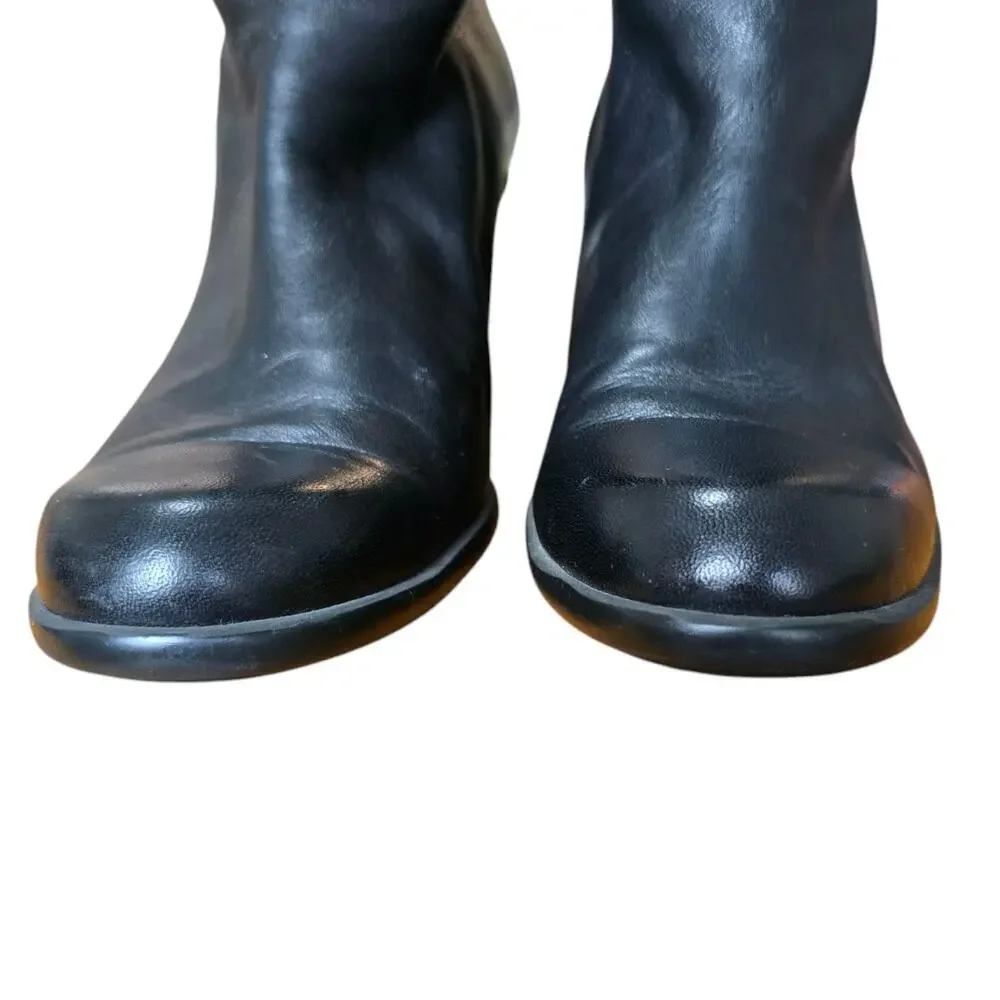 Arche woman’s black leather boots US 9 mid heel wedge - Picture 3 of 10